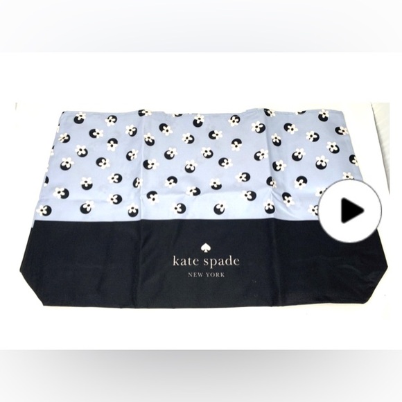 NWOT Kate Spade reusable soft fabric shopping bag light blue w/ navy & white - Picture 3 of 6
